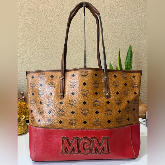 MCM Handbags - MCM COGNAC VISETOS TOTE